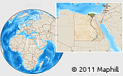 Satellite Location Map of Egypt, shaded relief outside