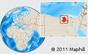 Shaded Relief Location Map of Al Buhayrah (Behera)