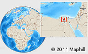 Shaded Relief Location Map of Al Gharbiyah (Gharbia)