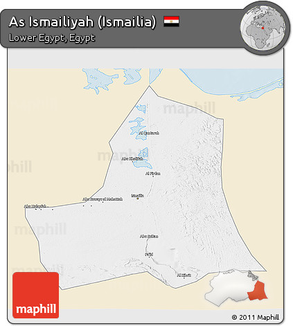 Classic Style 3D Map of As Ismailiyah (Ismailia), single color outside