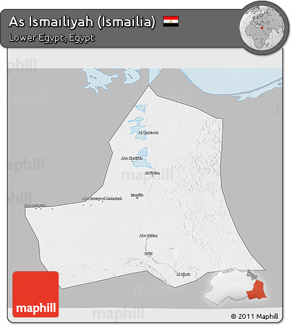 Gray 3D Map of As Ismailiyah (Ismailia), single color outside