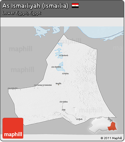Gray 3D Map of As Ismailiyah (Ismailia), single color outside