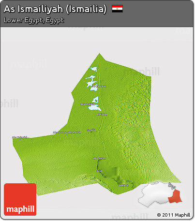 Physical 3D Map of As Ismailiyah (Ismailia), cropped outside