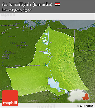 Physical 3D Map of As Ismailiyah (Ismailia), darken
