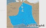 Political 3D Map of As Ismailiyah (Ismailia), semi-desaturated