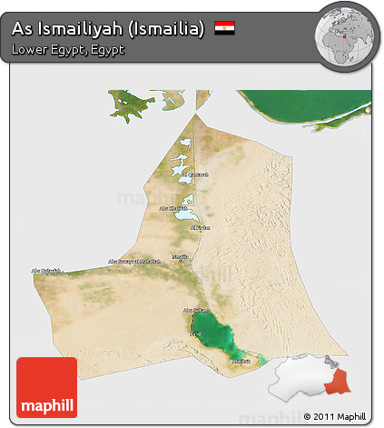 Satellite 3D Map of As Ismailiyah (Ismailia), single color outside