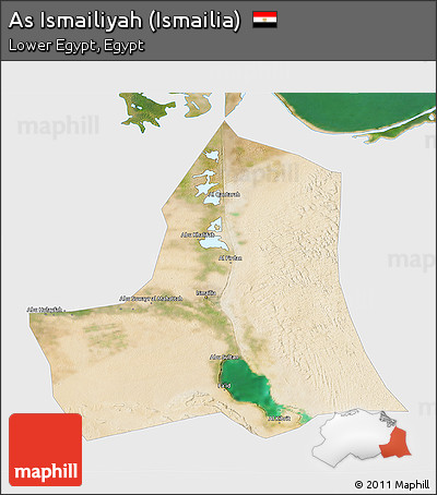 Satellite 3D Map of As Ismailiyah (Ismailia), single color outside