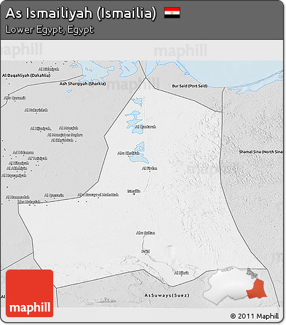 Silver Style 3D Map of As Ismailiyah (Ismailia)