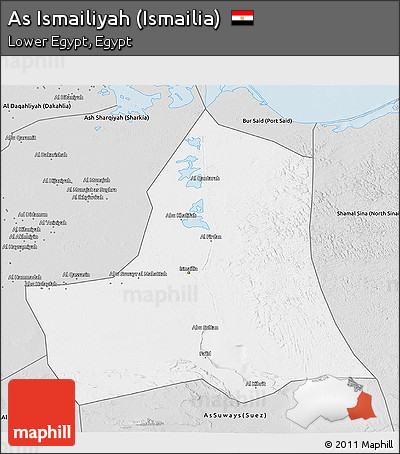 Silver Style 3D Map of As Ismailiyah (Ismailia)