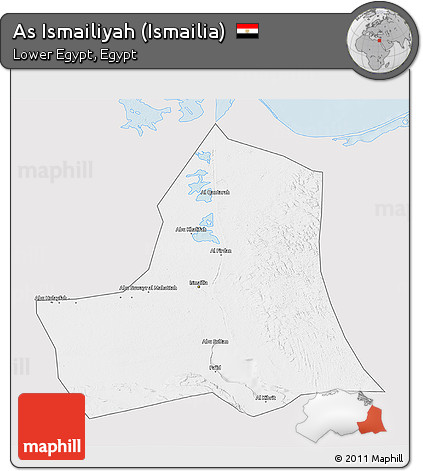 Silver Style 3D Map of As Ismailiyah (Ismailia), single color outside