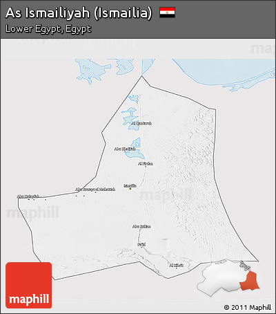 Silver Style 3D Map of As Ismailiyah (Ismailia), single color outside