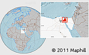 Gray Location Map of As Ismailiyah (Ismailia), highlighted country, hill shading