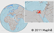 Gray Location Map of As Ismailiyah (Ismailia), hill shading
