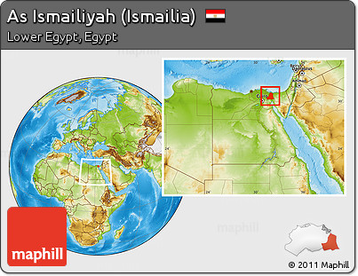 Physical Location Map of As Ismailiyah (Ismailia), within the entire country