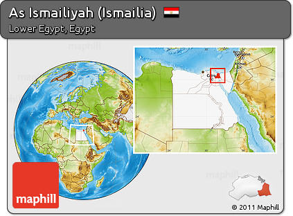 Physical Location Map of As Ismailiyah (Ismailia), highlighted country, within the entire country