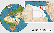 Satellite Location Map of As Ismailiyah (Ismailia), highlighted country, within the entire country