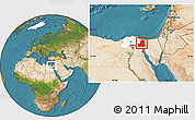 Satellite Location Map of As Ismailiyah (Ismailia), highlighted parent region