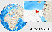 Shaded Relief Location Map of As Ismailiyah (Ismailia), highlighted country