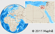 Shaded Relief Location Map of As Ismailiyah (Ismailia), highlighted parent region, within the entire country