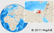 Shaded Relief Location Map of As Ismailiyah (Ismailia), highlighted parent region