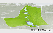 Physical Panoramic Map of As Ismailiyah (Ismailia), lighten, semi-desaturated