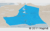 Political Panoramic Map of As Ismailiyah (Ismailia), lighten, semi-desaturated