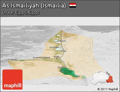 Satellite Panoramic Map of As Ismailiyah (Ismailia), lighten, desaturated