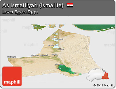 Satellite Panoramic Map of As Ismailiyah (Ismailia), single color outside