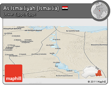 Shaded Relief Panoramic Map of As Ismailiyah (Ismailia)