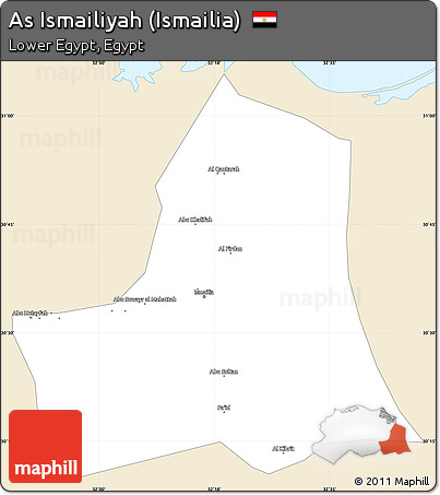 Classic Style Simple Map of As Ismailiyah (Ismailia), single color outside