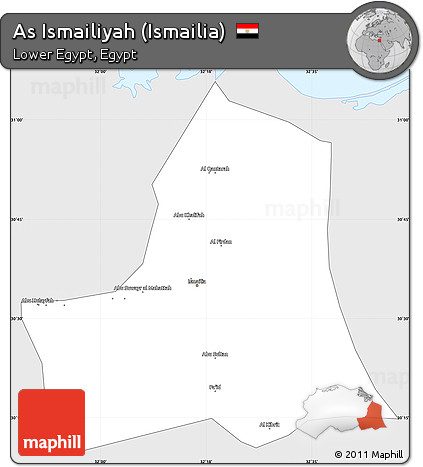 Silver Style Simple Map of As Ismailiyah (Ismailia), single color outside