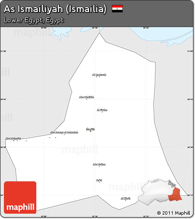 Silver Style Simple Map of As Ismailiyah (Ismailia), single color outside