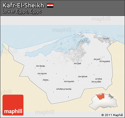 Classic Style 3D Map of Kafr-El-Sheikh, single color outside