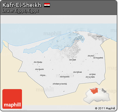 Classic Style 3D Map of Kafr-El-Sheikh, single color outside