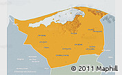 Political 3D Map of Kafr-El-Sheikh, lighten, semi-desaturated
