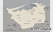 Shaded Relief 3D Map of Kafr-El-Sheikh, darken, semi-desaturated