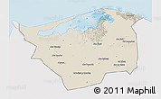 Shaded Relief 3D Map of Kafr-El-Sheikh, single color outside