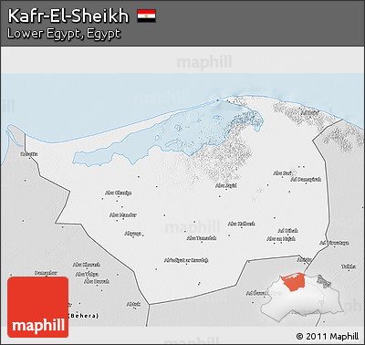 Silver Style 3D Map of Kafr-El-Sheikh