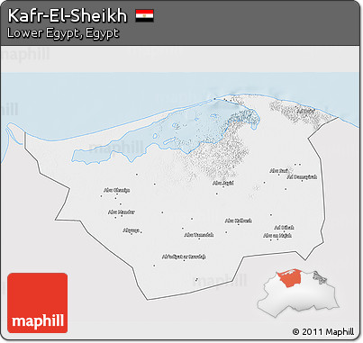 Silver Style 3D Map of Kafr-El-Sheikh, single color outside