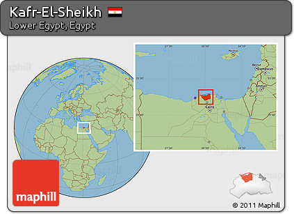 Savanna Style Location Map of Kafr-El-Sheikh