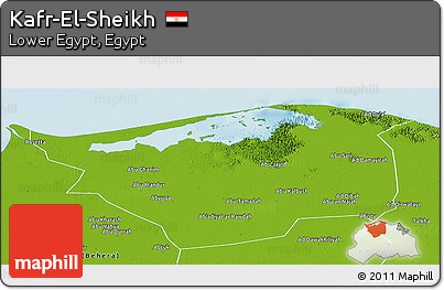 Physical Panoramic Map of Kafr-El-Sheikh