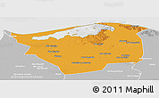 Political Panoramic Map of Kafr-El-Sheikh, lighten, desaturated
