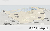 Shaded Relief Panoramic Map of Kafr-El-Sheikh, semi-desaturated