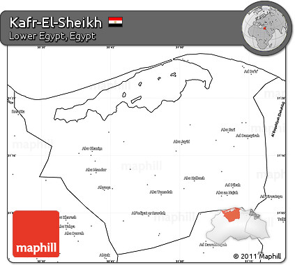 Blank Simple Map of Kafr-El-Sheikh