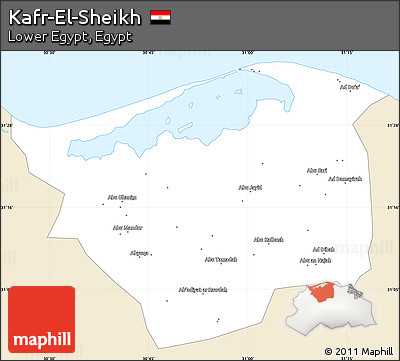 Classic Style Simple Map of Kafr-El-Sheikh, single color outside