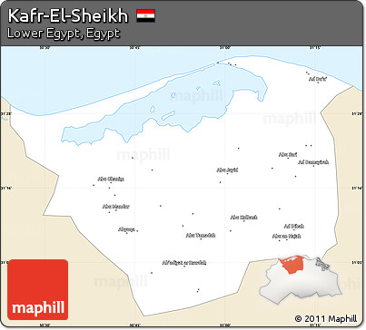 Classic Style Simple Map of Kafr-El-Sheikh, single color outside