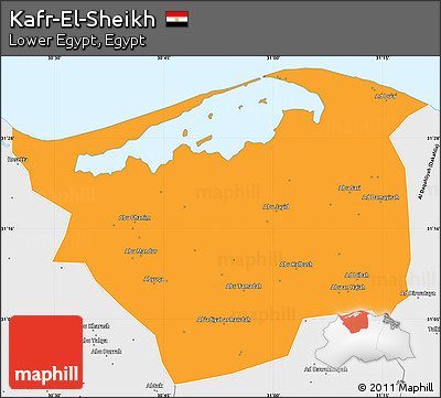 Political Simple Map of Kafr-El-Sheikh, single color outside, borders and labels