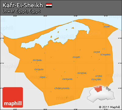 Political Simple Map of Kafr-El-Sheikh, single color outside
