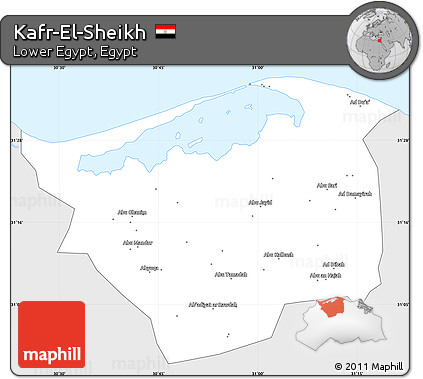 Silver Style Simple Map of Kafr-El-Sheikh, single color outside
