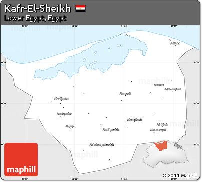 Silver Style Simple Map of Kafr-El-Sheikh, single color outside